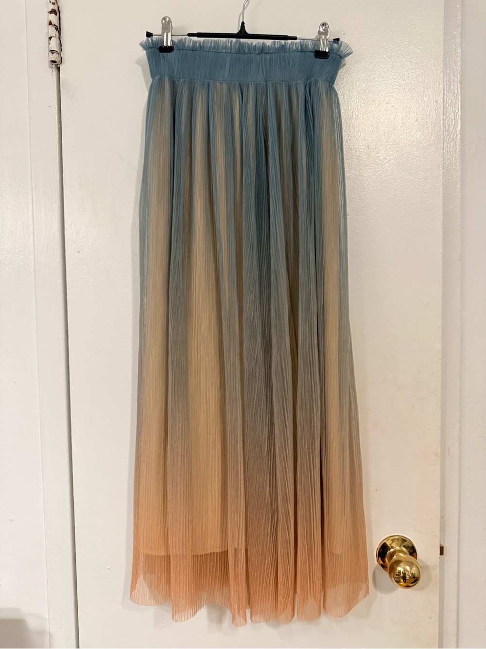 H&M Ombre Pleated Maxi Skirt in Blue and Cream